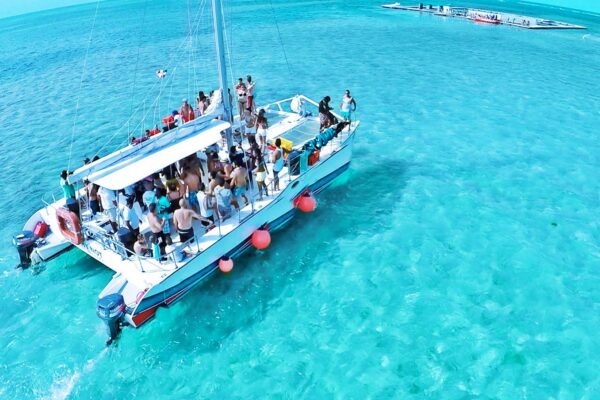 a group of people in a party in a boat